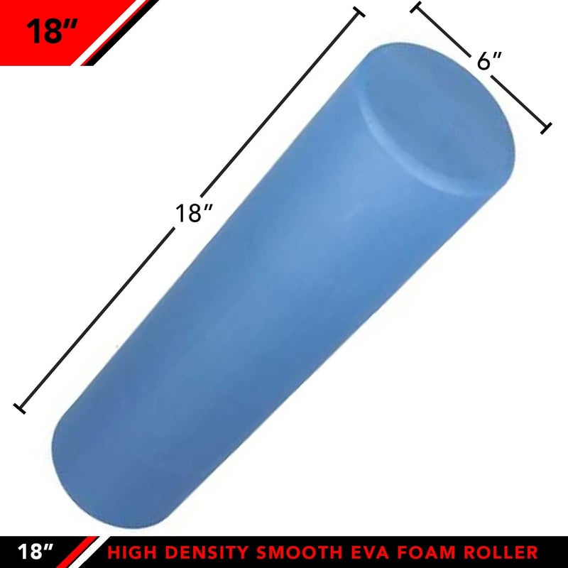 JFIT High Density Smooth EVA Foam Roller - 18" Blue - Image 2